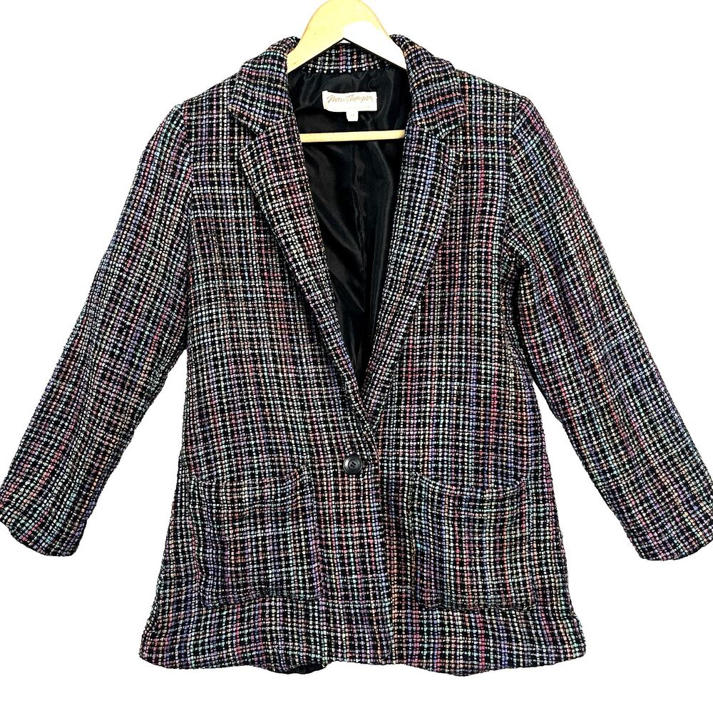 Vtg NORM THOMPSON Women's Tweed Blazer w/Silk and Linen Multi USA Size‎ M